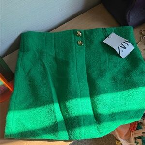 Zara Emerald Skirt with Metallic Accents